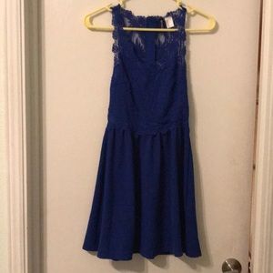 Blue lace top mini dress